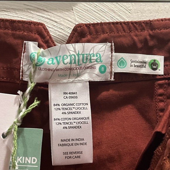 NWT Aventura Raleigh Pants. Size 8. Color is Brownnout.Sustainable Fabric! - Picture 7 of 9